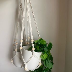 2 pieces set Macrame Wall Hanging Plant Decor Wood Shelve Hand Made Rope…